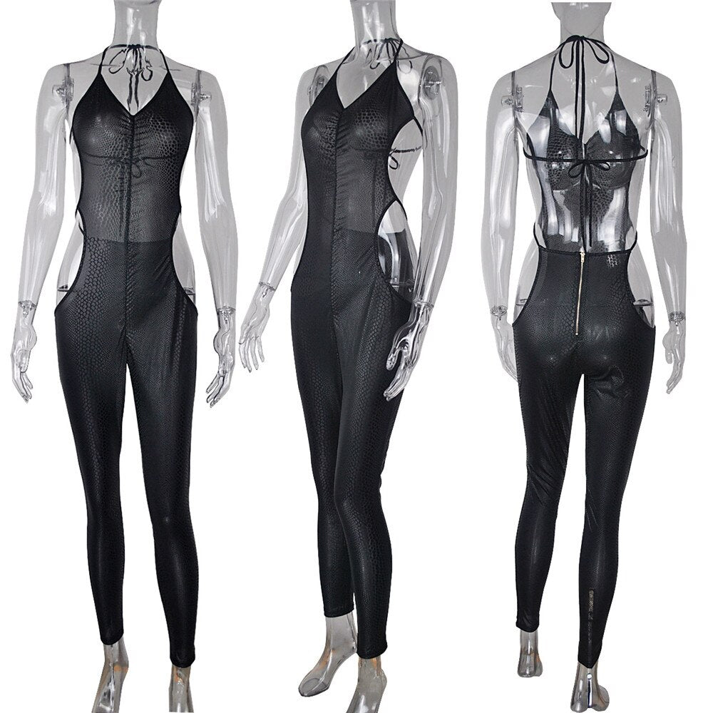 Stilla | Sort Slange Side Hollow Jumpsuit Online nu
