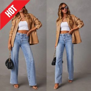 Stilla | Bred Damejeans Med Patchwork Online Hot Salg