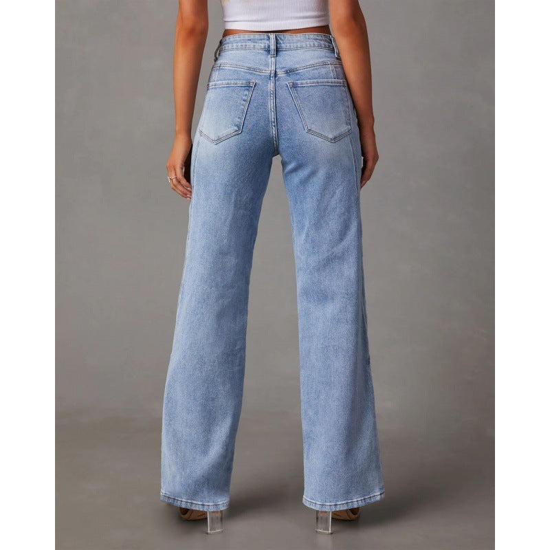 Stilla | Bred Damejeans Med Patchwork Online Hot Salg
