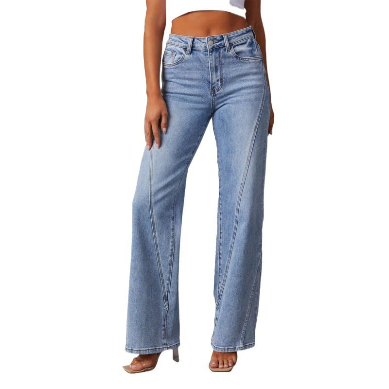 Stilla | Bred Damejeans Med Patchwork Online Hot Salg