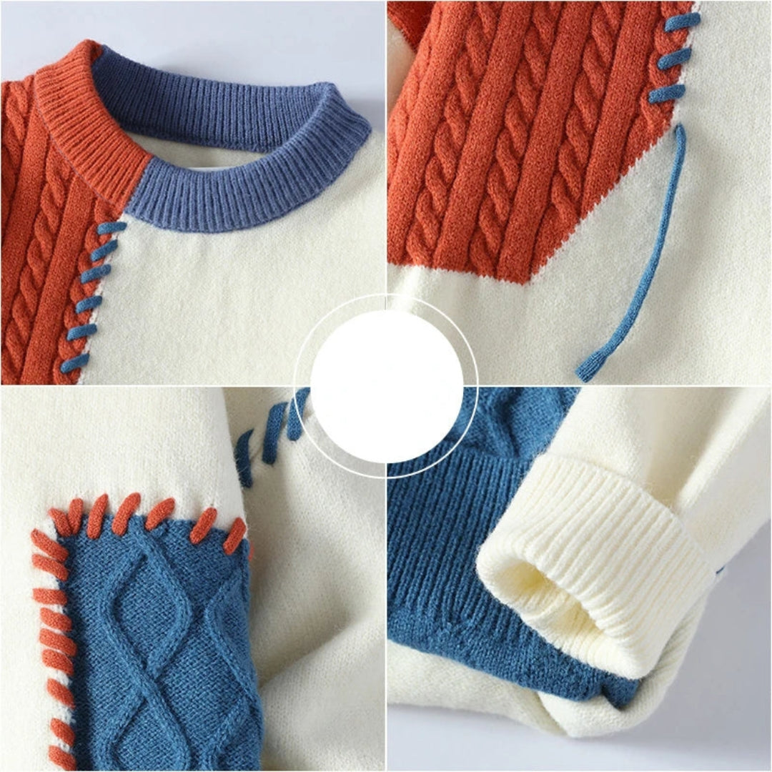 Stilla | Pullover Patchwork Af Højkvalitets Strikvarer For Maksimal Komfort Online nu