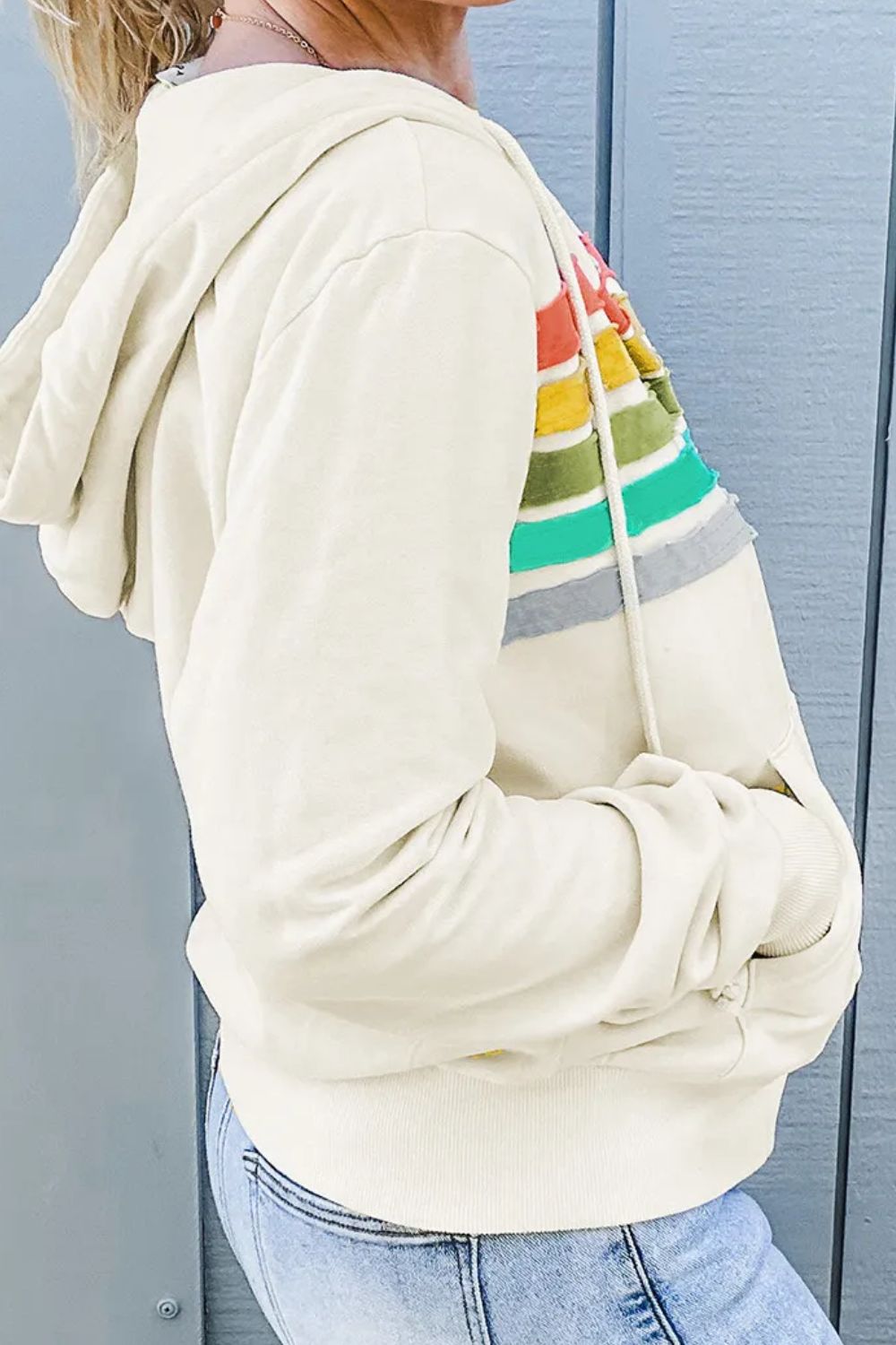 Stilla | Snørrelukning Kontrast Lynlås Lange Ærmer Hoodie Hot på udsalg