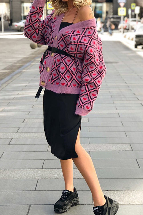 Stilla | City Night Button up Hjerte Strikketrøje Online salg