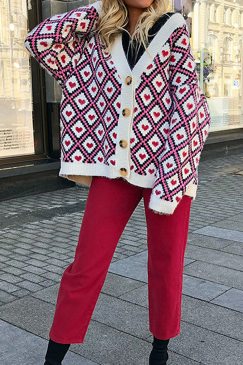 Stilla | City Night Button up Hjerte Strikketrøje Online salg