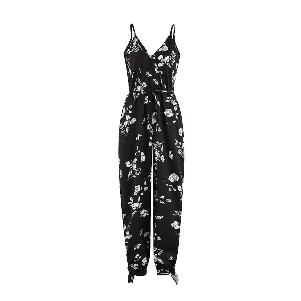 Stilla | Rygfri Dybt V-udskæring Strop Lang Jumpsuit