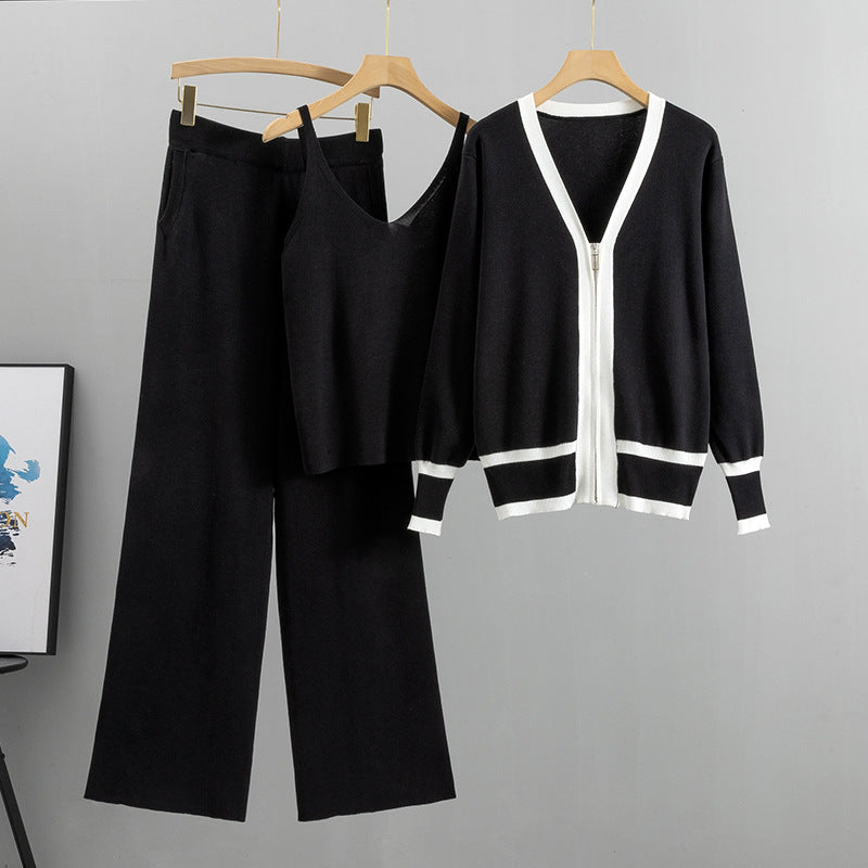 Stilla | Uanstrengt Elegant Strik Sæt Tre-delt Outfit Til Kvinder