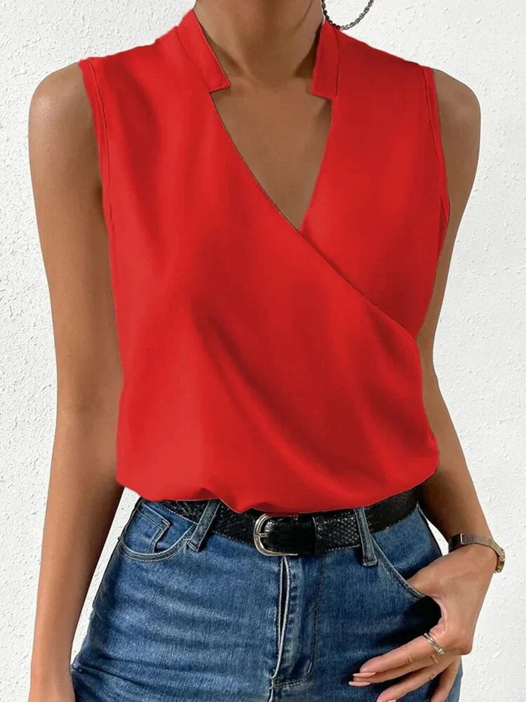 Stilla | Stilfuld Ærmeløs Dame Sommer Top Med V-Udskæring Casual Kvinder Bluse