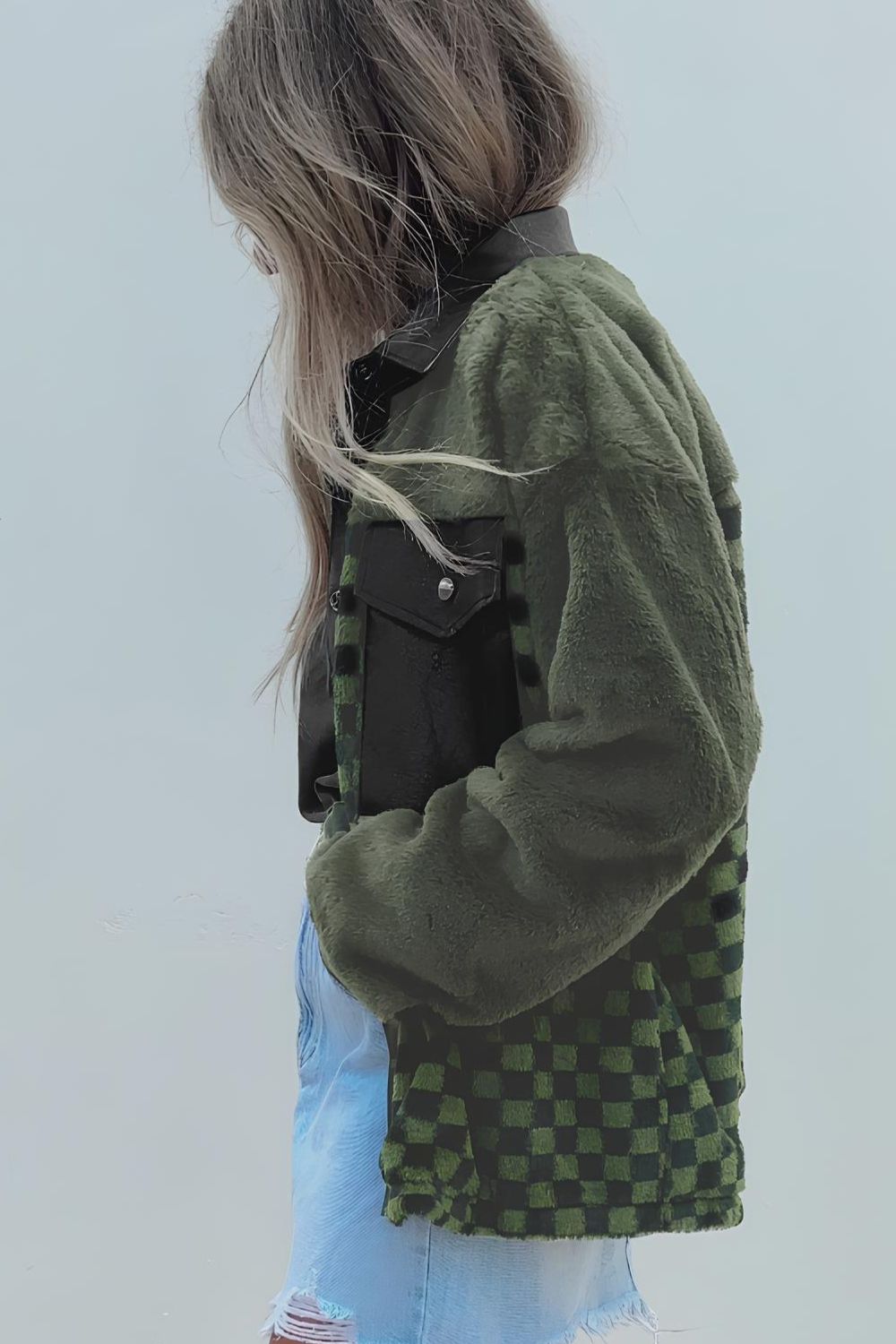 Stilla | Tjekket Krave Neck Snap Down Jakke