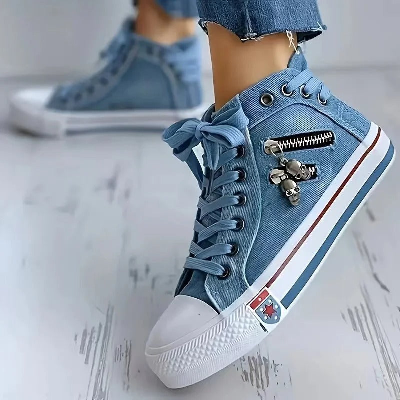 Stilla | trendsneaker denimlook og lynlås Sydney Online