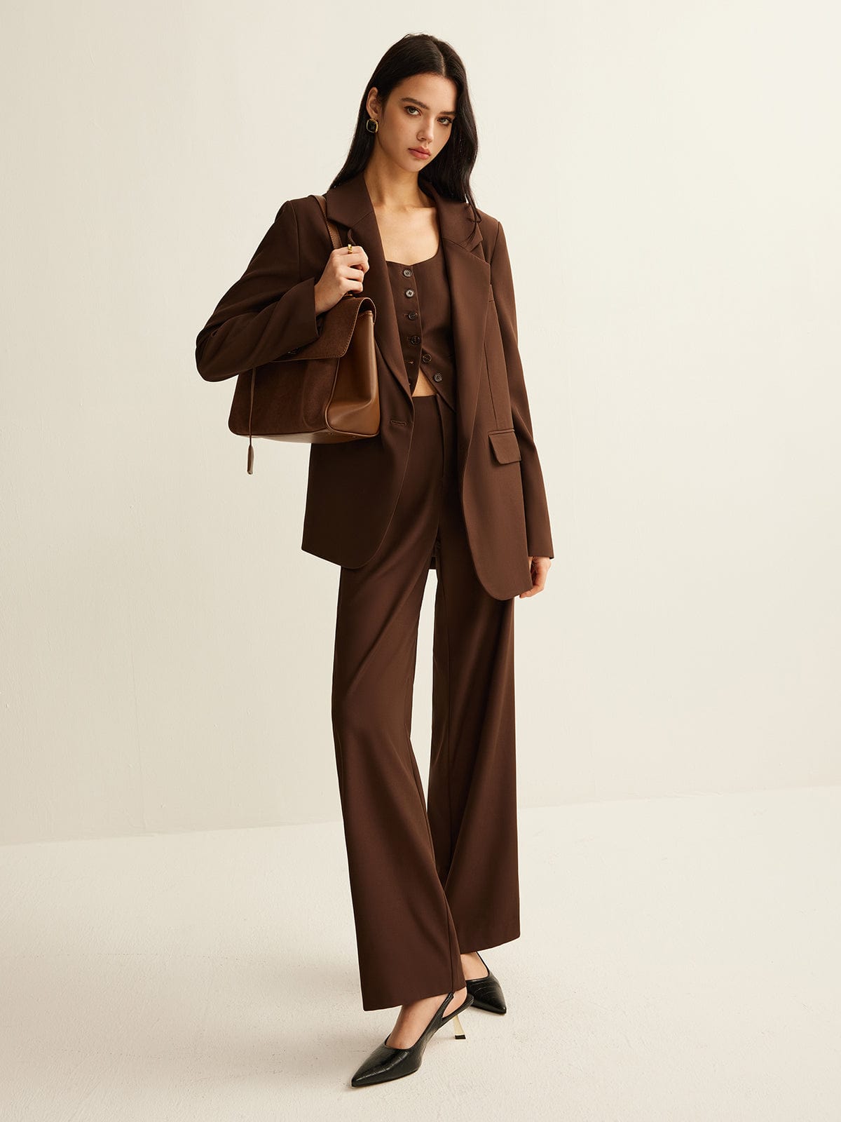 Stilla | Stilfuld Overdimensioneret Brun Blazer til Kvinder i Afslappet Stil Mode